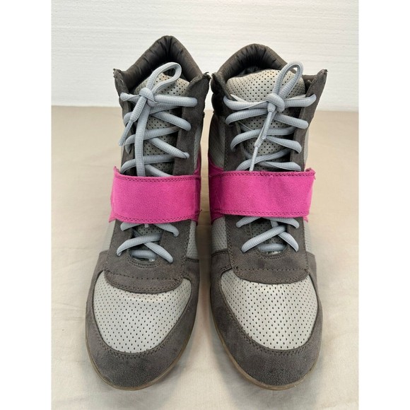 Lane Bryant Women's Ladies Shoes Gray pink Heal Sneakers. Size: 12 W - Picture 2 of 12